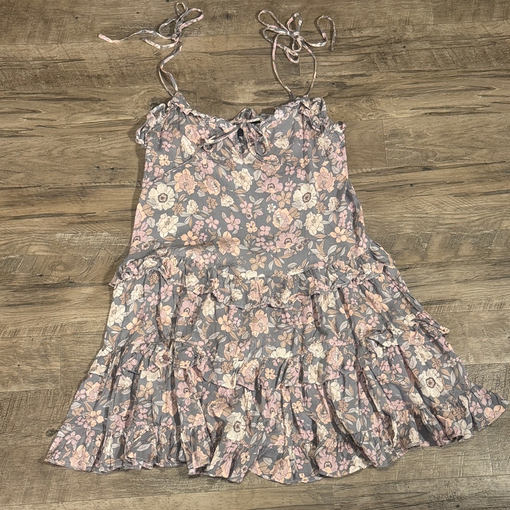 Vici Floral Mini Dress in Pink and Gray